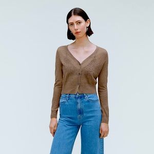 Everlane Featherweight Alpaca Cardigan in Soft Camel